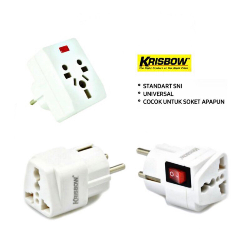 KRISBOW COLOKAN LISTRIK UNIVERSAL/KRISBOW STEKER T UNIVERSAL/ACE TRAVEL ADAPTOR/KRISBOW STEKER ARDE ADAPTOR TRAVEL DENGAN SWITCH