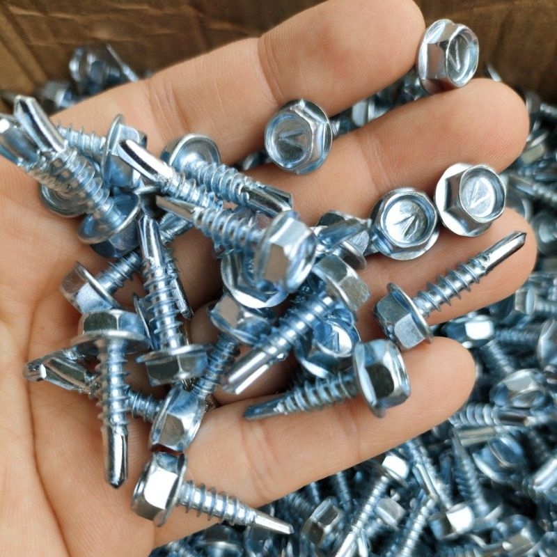 Harga per 20biji Baut baja ringan baut kanal 10 x 19 baut spandek genteng metal skrup roofing rofing