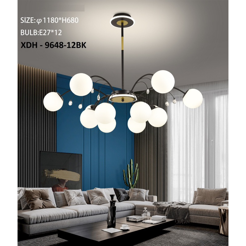 ✨Garansi &amp; Logistik cepat✨ Lampu Hias Gantung RuangTamu Kristal Chandelier Nordic Mewah Modern  Kamar Tidur Restoran E27 XDH 9648