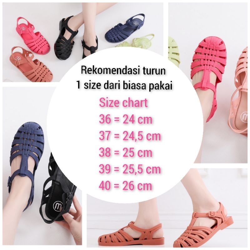 Meisha double strip/ jelly shoes dewasa/sandal jelly wanita/sandal karet anti slip/sandal kekinian korea/jelly shoes import/sepatu sandal slippers/sepatu sandal couple mom and kids