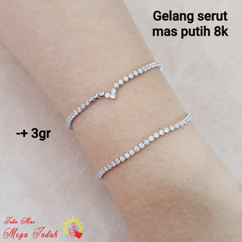 Gelang emas putih asli kadar 375/8k 3graman