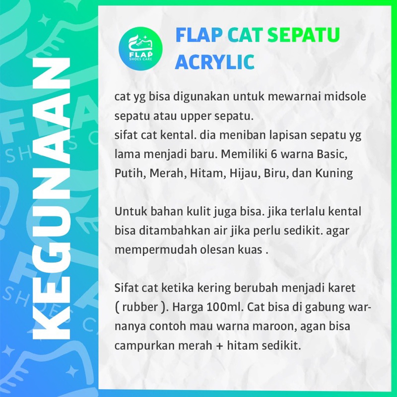 FLAP Shoes Cat Sepatu Kulit dan Sintetis Permanen Anti Luntur 100ml