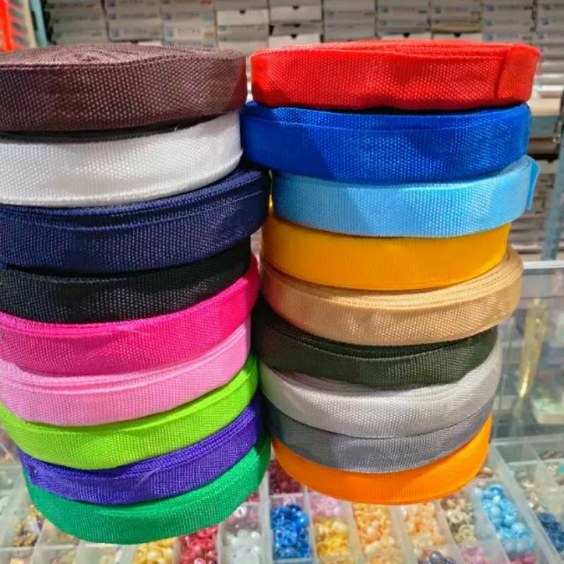 bisban tali webbing pelipit pinggiran jahitan uk 1, 5 cm 1 roll 27 meter