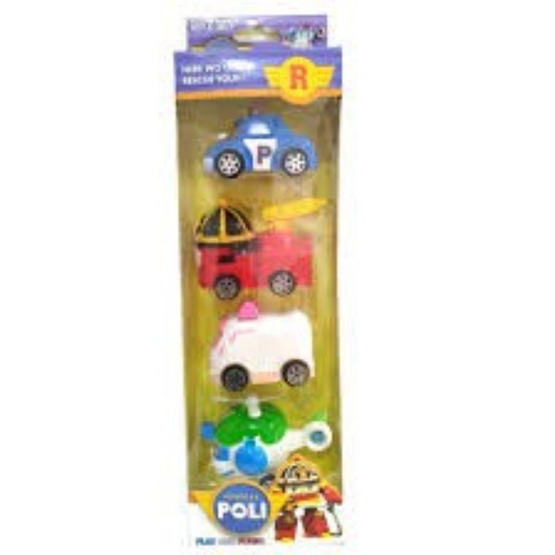 Robots car 4 in 1 set & Pull Back Robot Racing Car Poli Toys Set