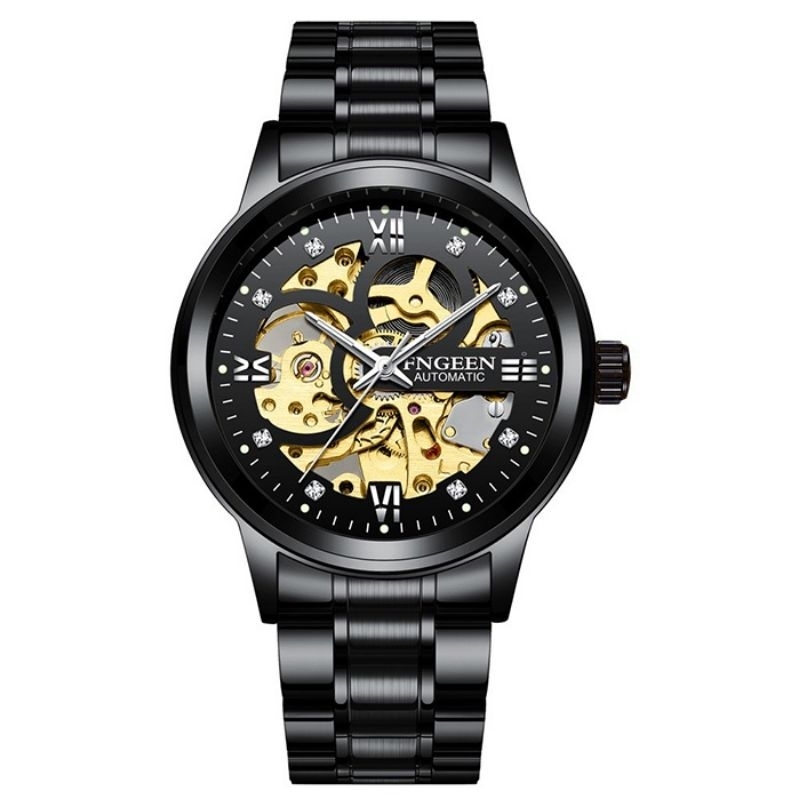 Brownshope⭐️FNGEEN 6018 Mekanik Otomatis Jam Tangan Pria Luxury Stainless Steel Original Anti Air Au