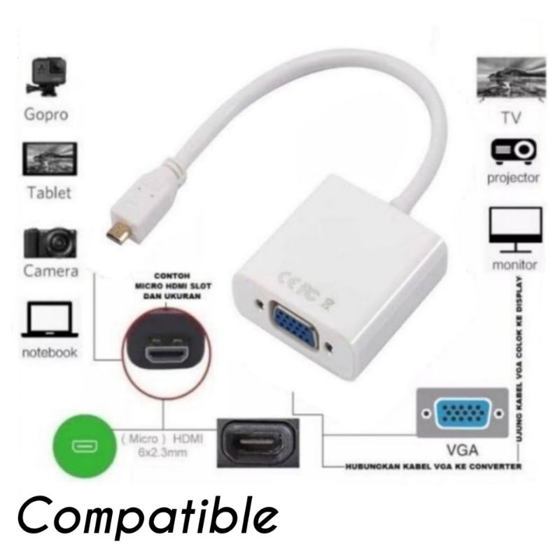 CONVERTER MICRO HDMI TO VGA 1080P FULL HD