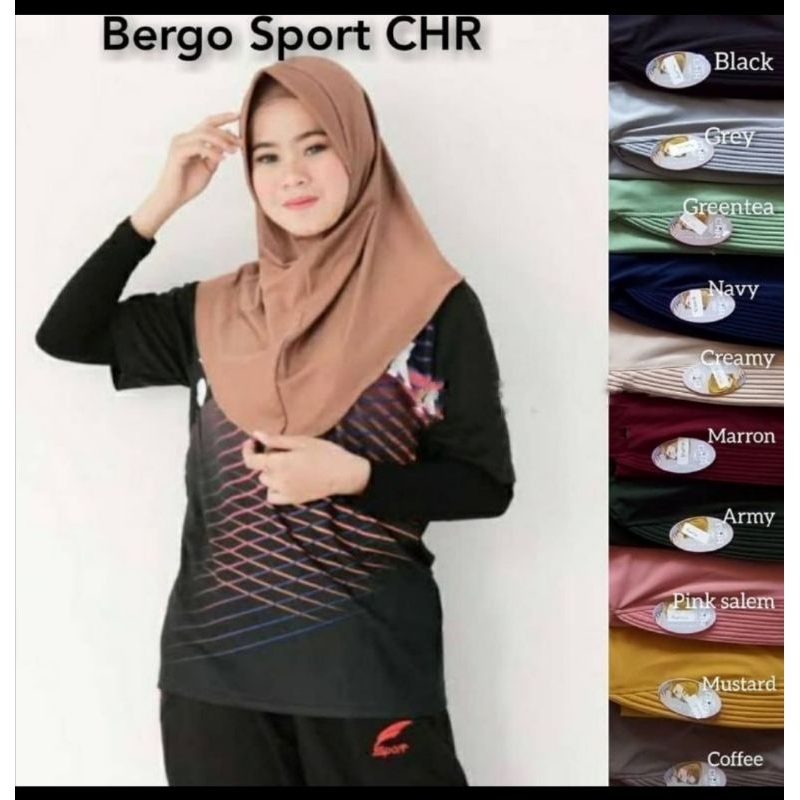 Jilbab Sport polos chr  Hijab instan jersey polos chr size S