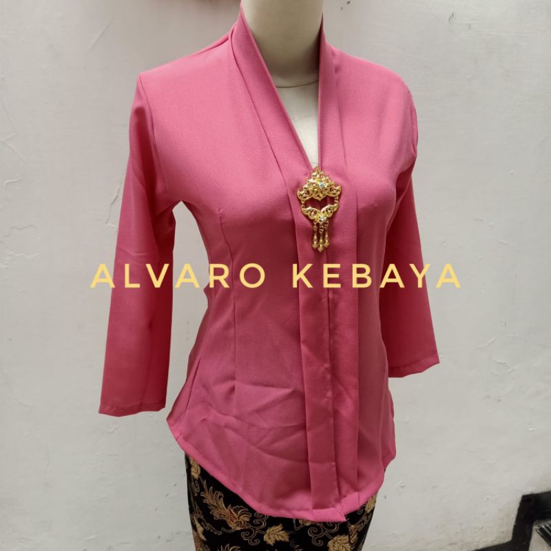 atasan kebaya kartini polos lengan panjang baju tradisional kantor modern real pict