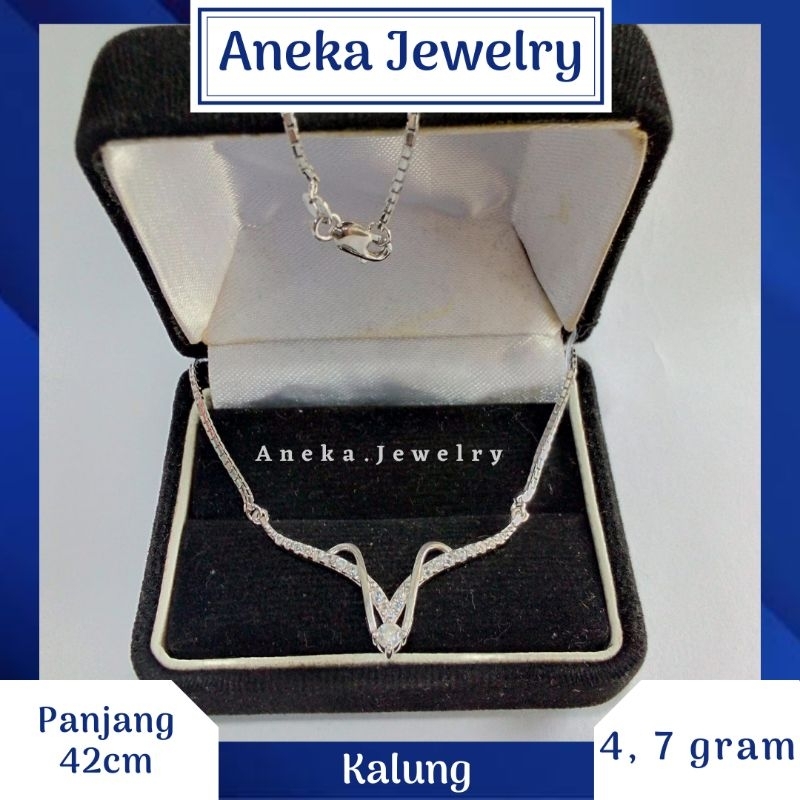 Kalung Koye V Mata 1, Sepuh Emas Putih, Perak 925