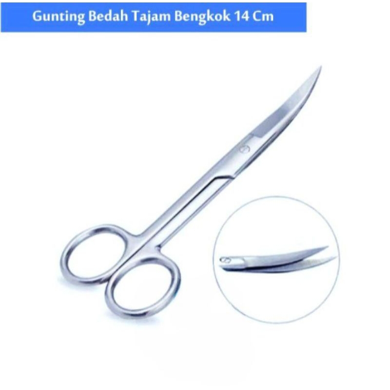 

Gunting Medis Gunting Tajam Bengkok 14cm Gunting Operasi Bengkok TaTa RB9