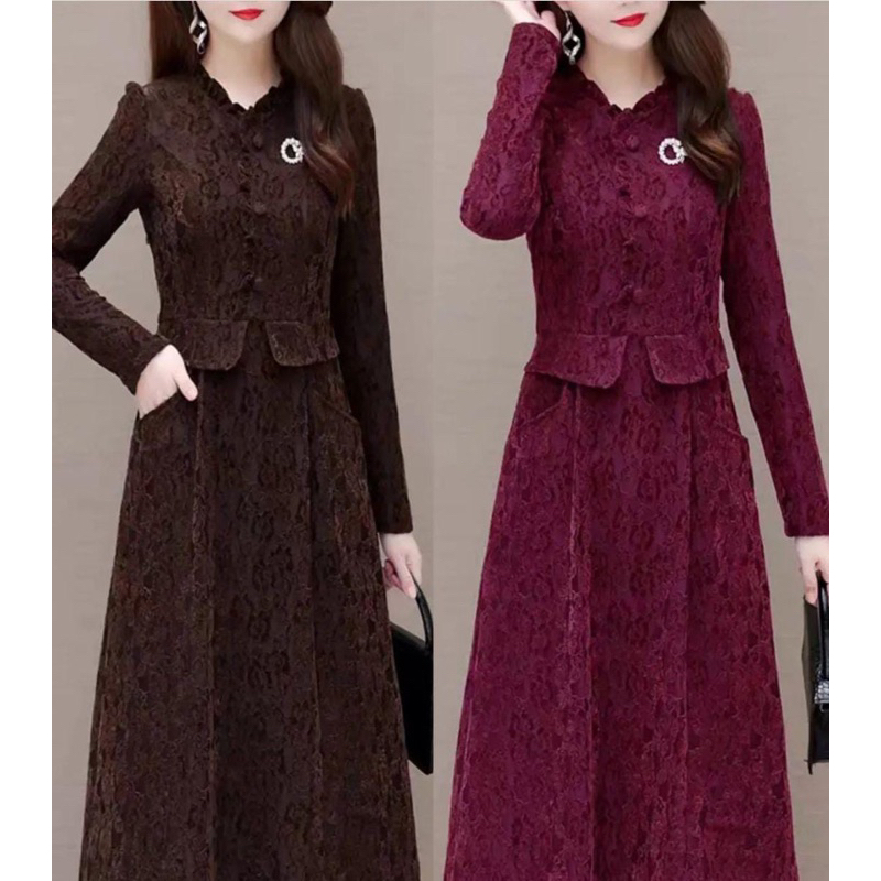 dress tunik korea import Purple premium FREE Bross