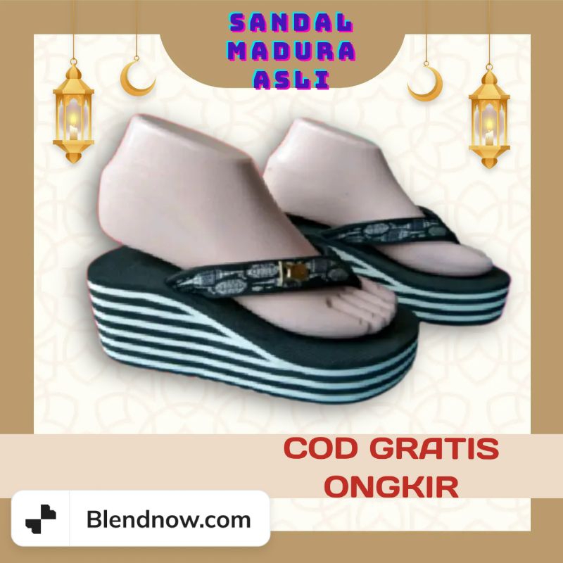 Sandal Madura Cewek Dewasa Tinggi 5cm Size 35-41 Sandal Wedges Madura Sandal Gunung Terkuat