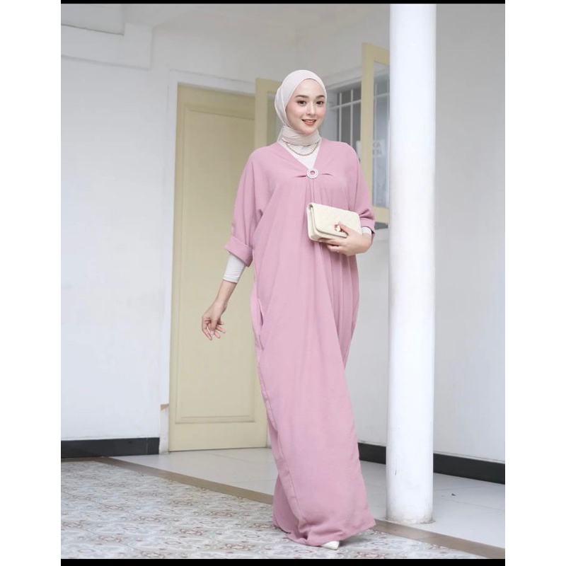 ZALINA KAFTAN - CRINKlE AIRFLOW - V-NECK - NEW MODEL - BISA COd