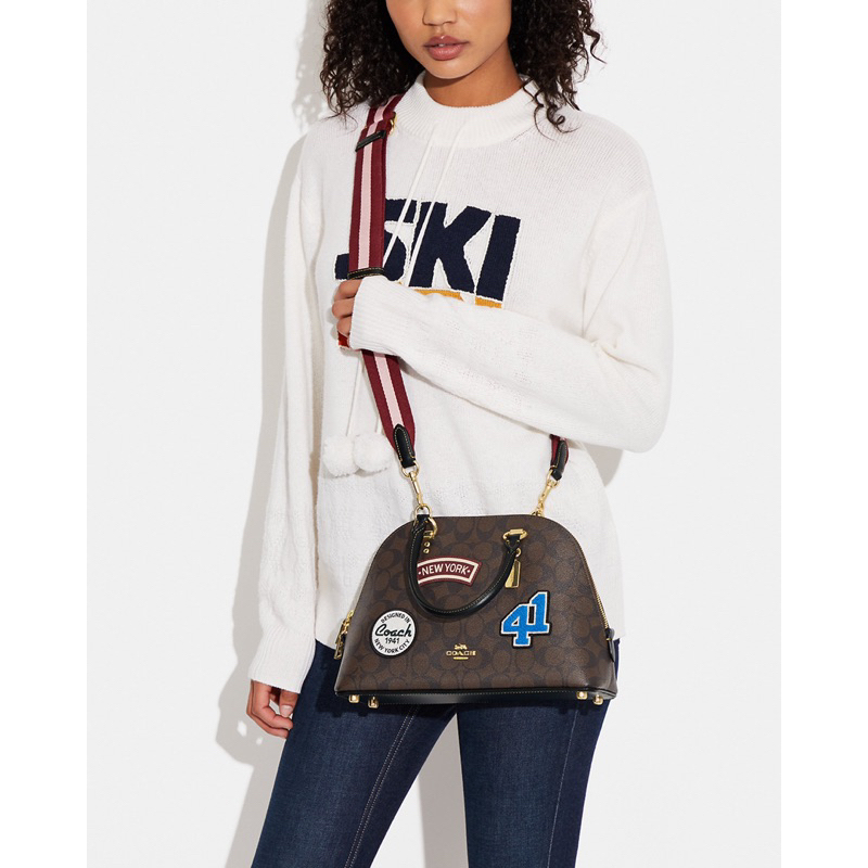 Coach Katy Satchel In Signature Canvas With Ski Patches (CE594)