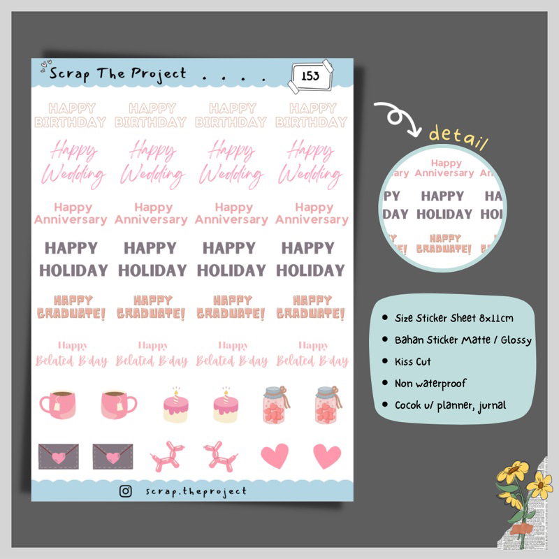 

STICKER PLANNER JOURNAL / STICKER GREETING OF HAPPY / STP - 153