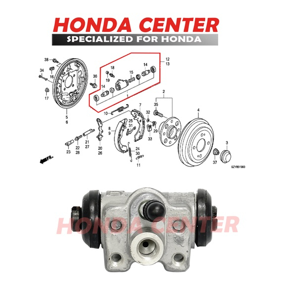 Blok cylinder rem belakang honda freed 2009 2010 2011 2012 2013 2014 2015