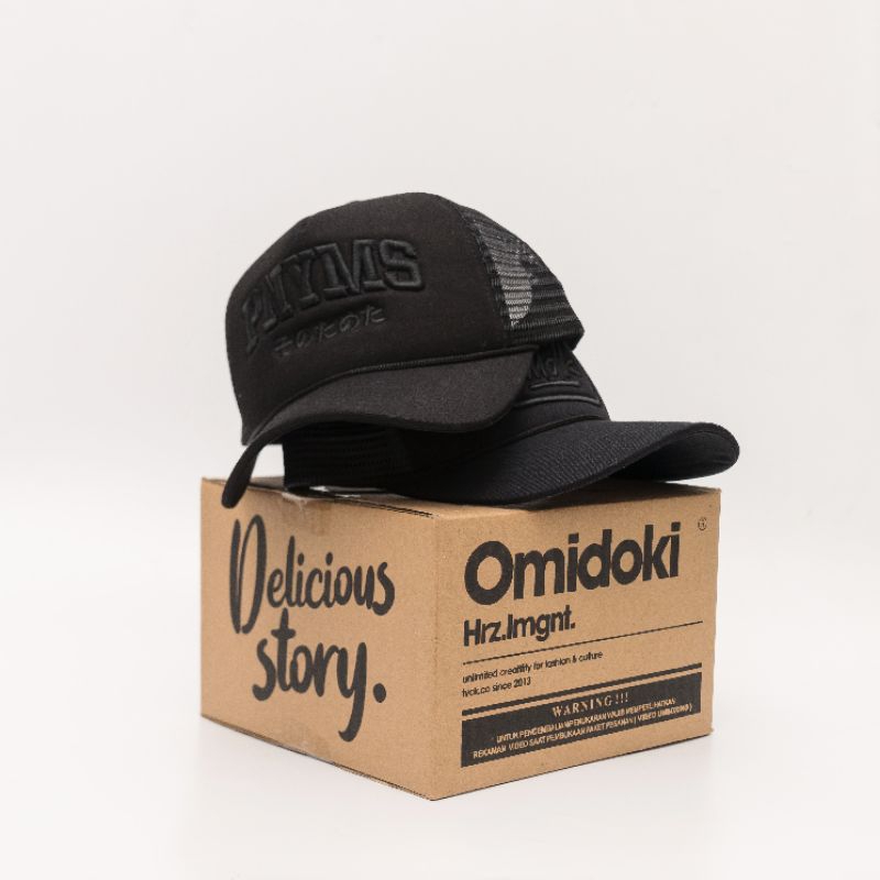 Trucker hat Omidoki Topi Jaring Pria Bordir full black