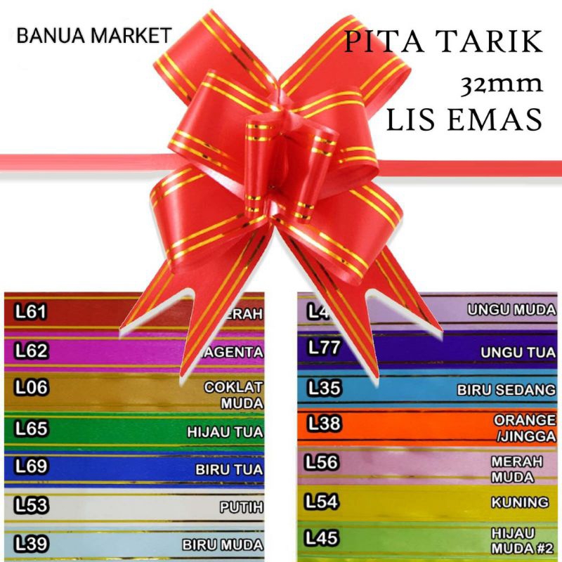 

[ MURAH ] Pita Tarik 32mm Lis Emas Serut Besar Hiasan Parcel Souvenir kado