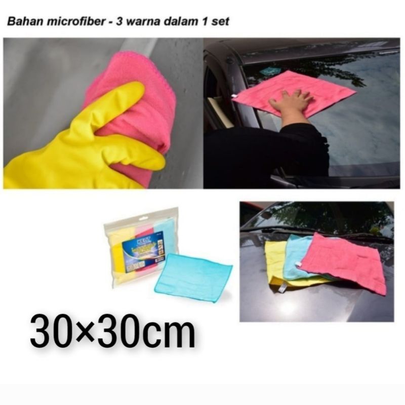 Kain Lap Microfiber Serbaguna 1Bungkus Isi 3Pcs