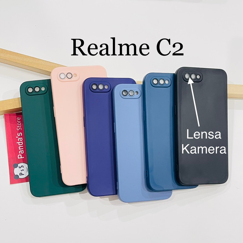 Case Realme C2 Lenspro Makaron Full Color Softcase Pro Lensa