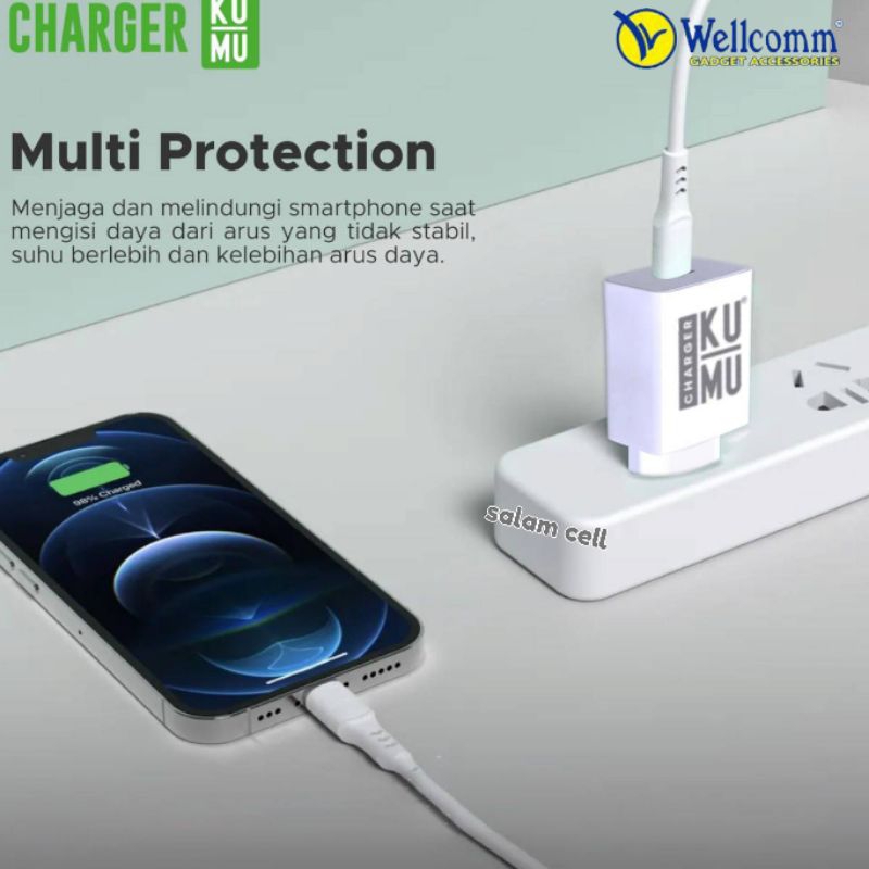 Charger Wellcomm KuMu 15W Smart Charging Original Garansi