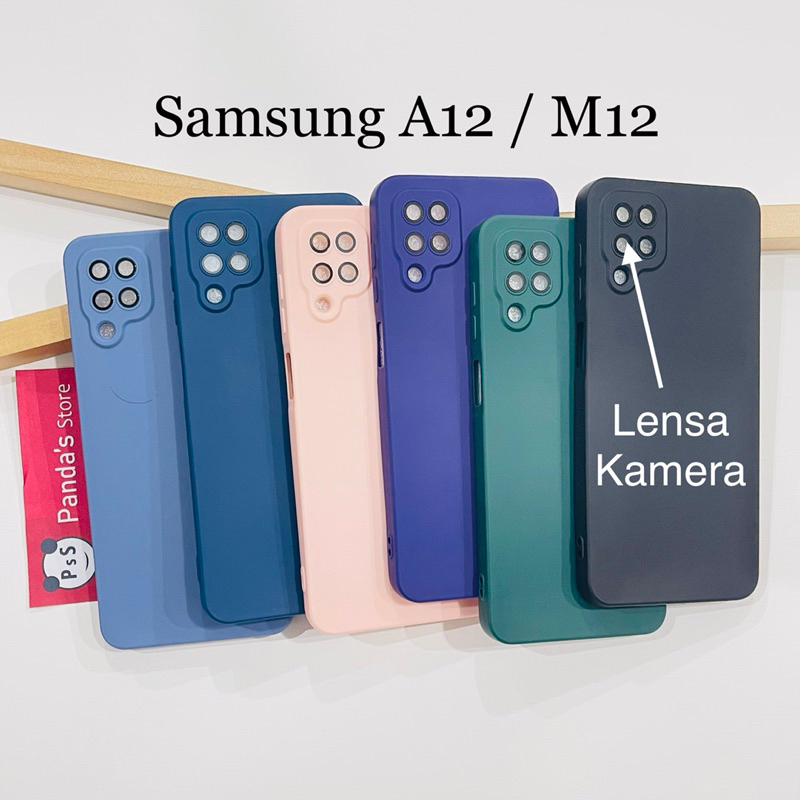 Case Samsung A12 / M12 Lenspro Makaron Full Color Softcase Pro Lensa