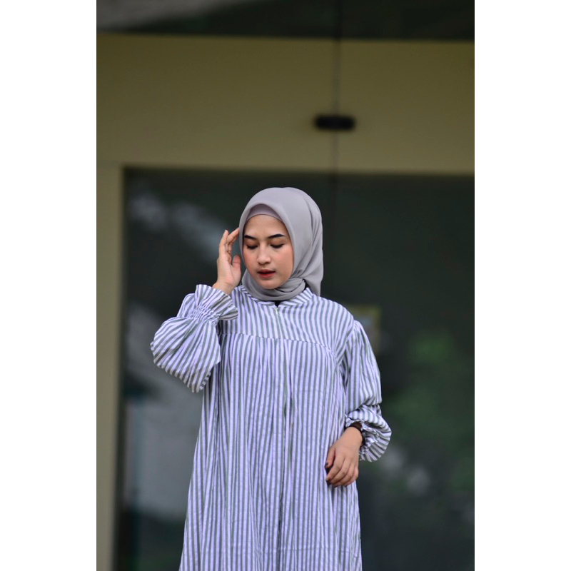 RAABIHA Ameena Longdress | Dress Motif Salur | Dress Wanita Motif