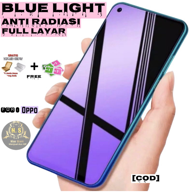 Tempered Glass Blue Anti Radiasi Oppo A5 2020 A9 2020 A52 A92 A8 A31 A32 A33 A53 A53S Anti Gores Blue Light / Anti Gores Kaca / Full Layar / Tg Blue Ray