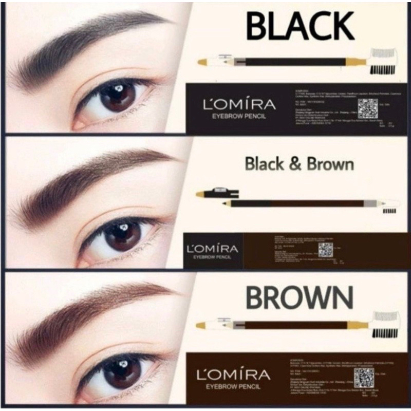 Lomira Eyebrow Pencil With Brush Black, Black Brown, Brown