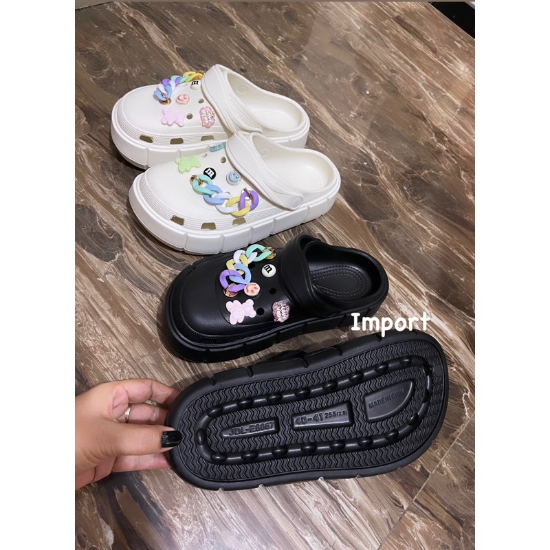 GJAZ BAE CLOG FLATFOM WANITA TINGGI 6 CM IMPORT JIBBIT CHAIN NEW