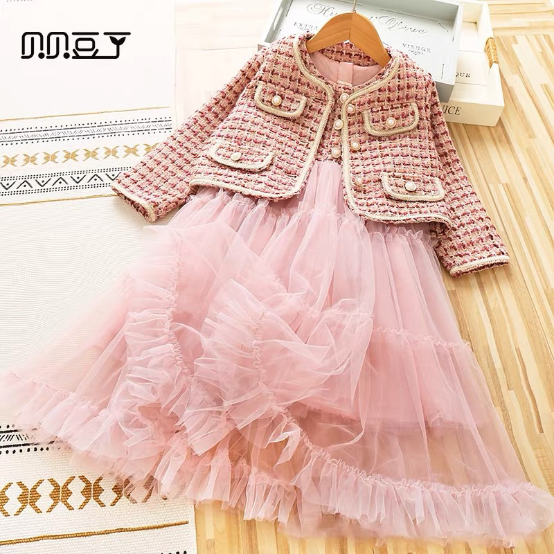 (4-7th) DRESS 2in1 CARDI TWEED SUPER PREMIUM IMPOR ANAK / DRESS TWEED ANAK IMPOR