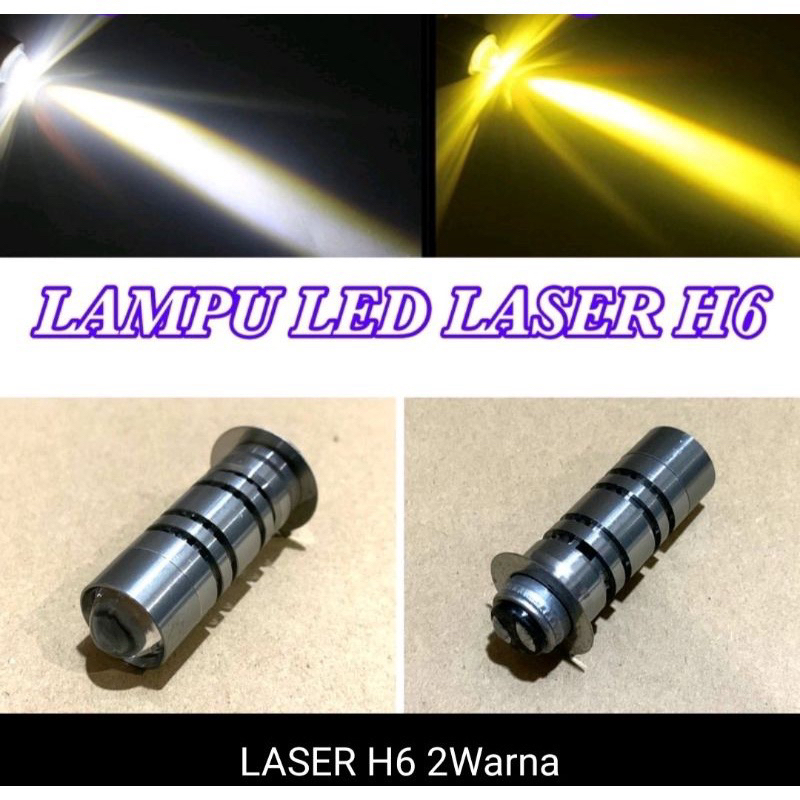 PROMO LAMPU UTAMA MOTOR LED LASER D2 H6 P15D AC DC 9-80V BEBEK MATIC 2 WARNA