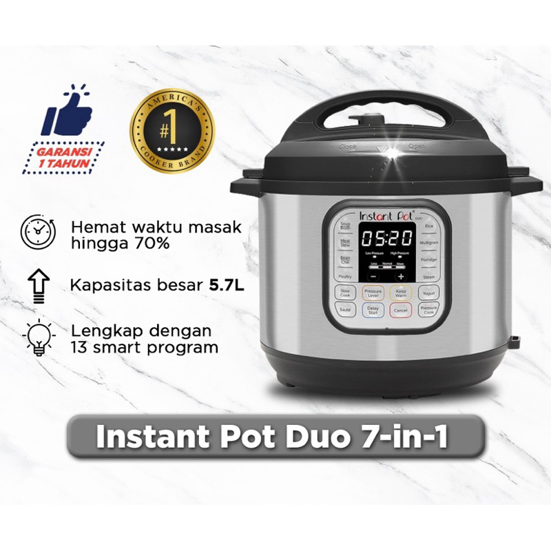 Instant Pot 7 in 1 Smart Multi Cooker Alat Masak Serbaguna