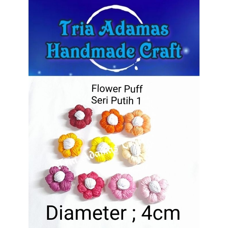 Rajutan bunga puff/rajutan flower puff /aplikasi bunga rajut