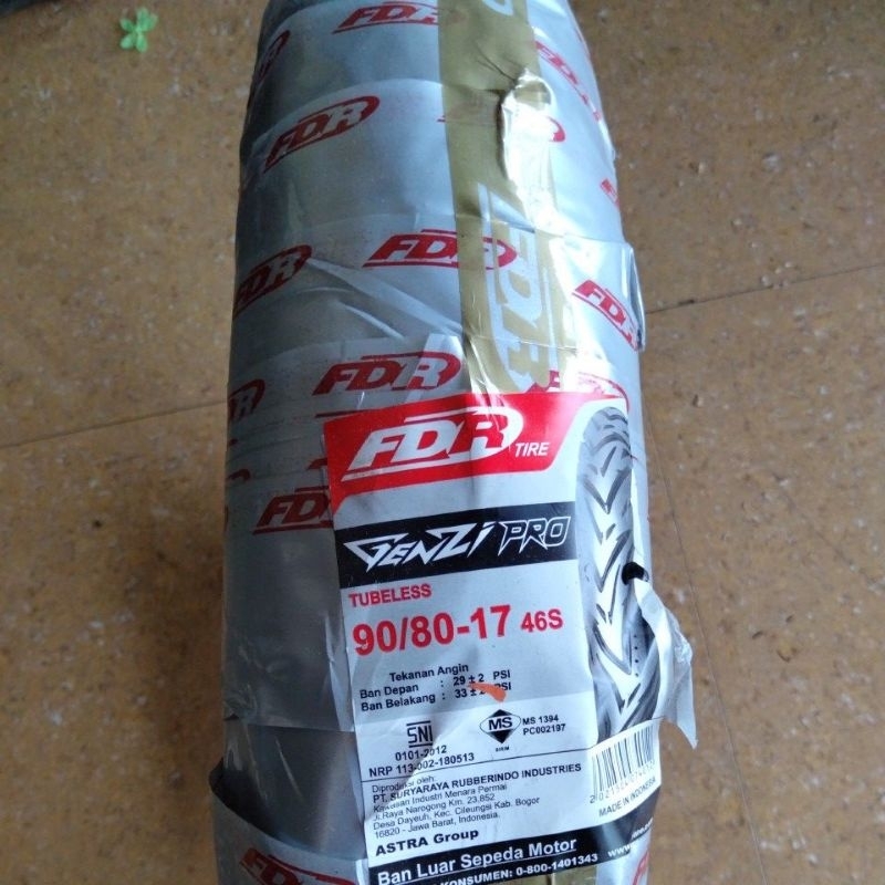 BAN FDR 90 80 RING 17 GENZI PRO TUBELESS - BAN LUAR TUBLES MOTOR 90/80 -17 TUBELES