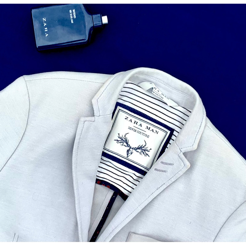 [HOT] ZARA MAN Light Grey Denim Couture Slimfit Blazer