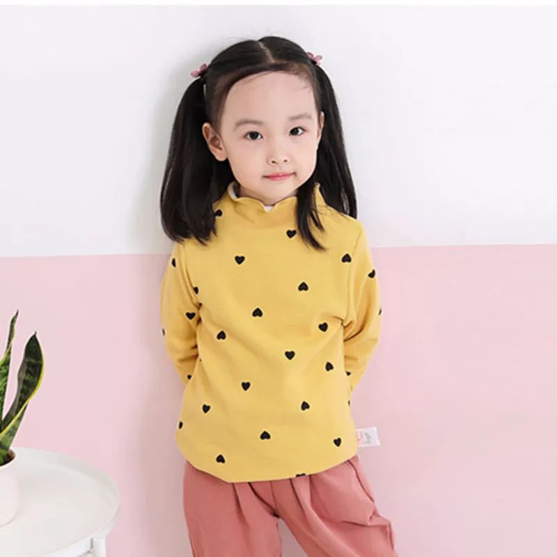 TURTLE NECK KERAH TINGGI ANAK MOTIF HATI / ATASAN ANAK PEREMPUAN MOTIF HATI LOV