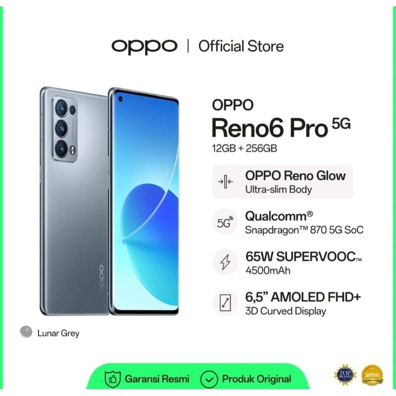 Oppo Reno 6 Pro 5G Ram 12/256GB- garansi Resmi