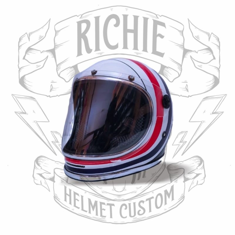 HELM FULL FACE BELL BULLIT CUSTOM MOTIF RETRO