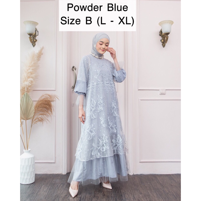 Helen Dress Abinaya Butik [Powder Blue Size B]