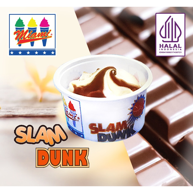 

Ice Cream Miami Slam Dunk 2 Rasa isi 8 pcs (Chocolate Vanilla dengan saus coklat / Strawberry Vanilla dengan jam strawberry) Cup @ 250 ml (Isi 8 pcs)