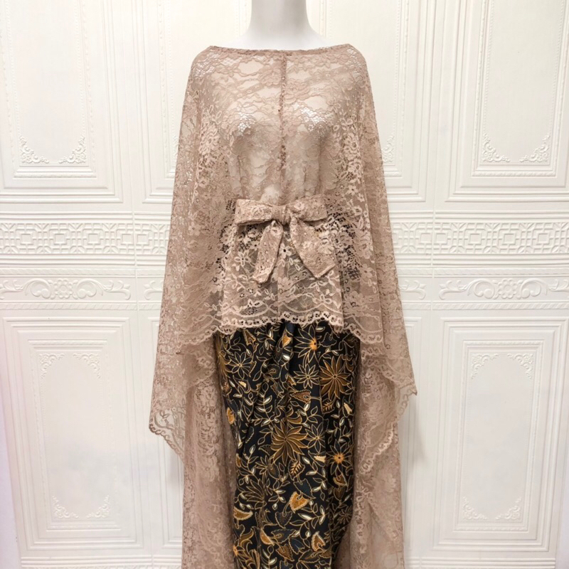 LONG CAPE BRUKAT KEBAYA BRUKAT GAUN PESTA PANJANG BATIK KEBAYA