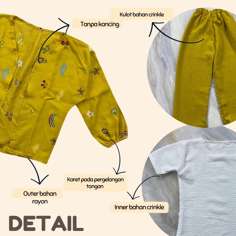 one set 3 in 1 anak kiyowo crinkle mix rayon 1-6 tahun