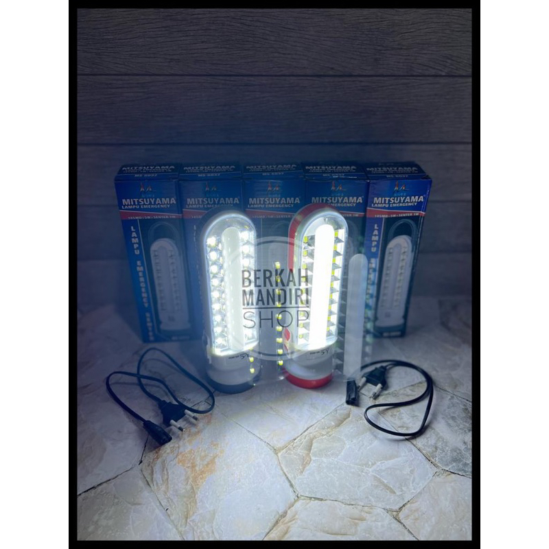 Lampu Emergency MS-6032 // Senter LED 18 SMD + 5 W + SENTER 1 W Mitsuyama Bisa COD