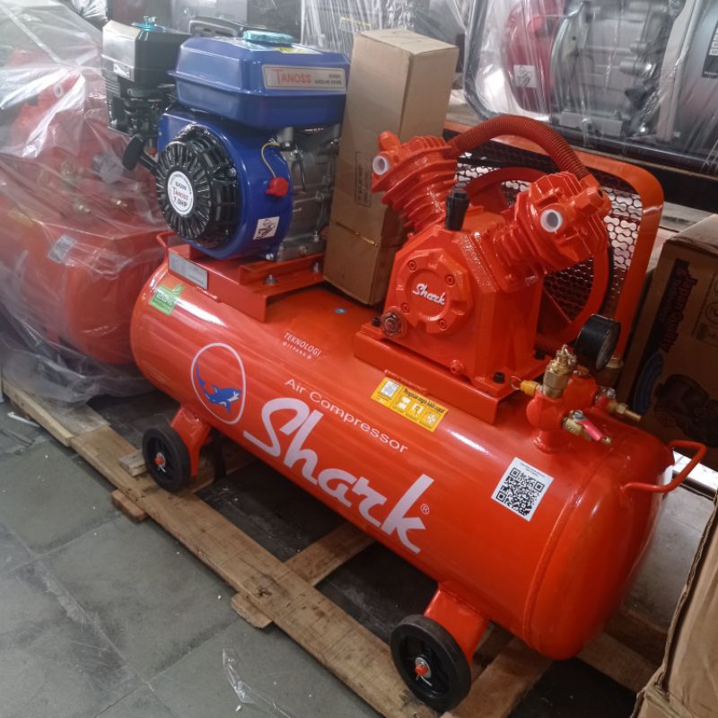 Kompresor Shark 1/2hp Tank 58L Engine Tanoss GX160 Bensin Garansi