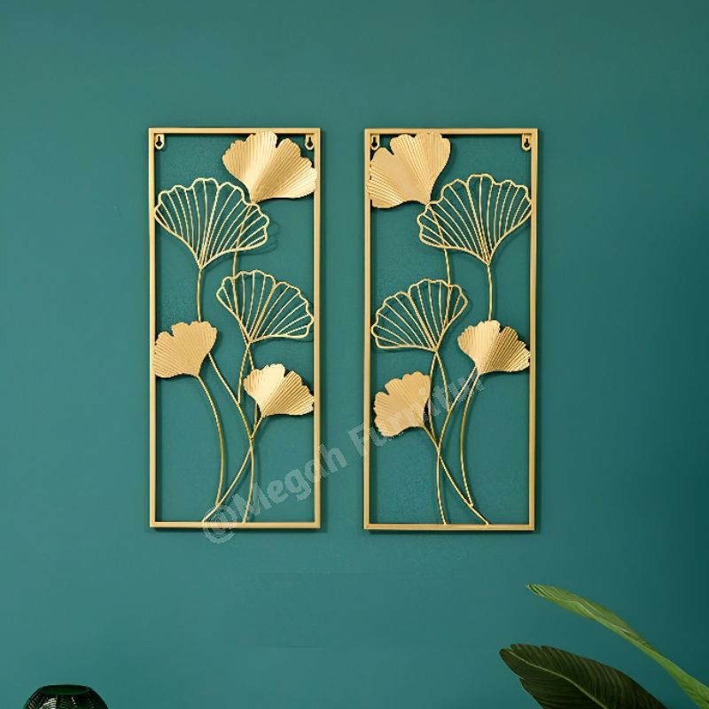 Wall Decoration moulding / Hiasan dinding frame metal gold / walldecor leaf ginko