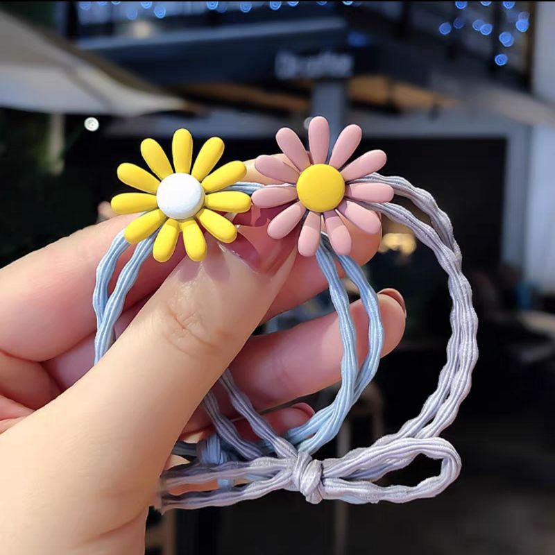 Ikat Rambut Korea Elastis Bunga Daisy Double Karet Kuncir Rambut Gelang Gelombang Daisy Hair Ties Hair Ropes