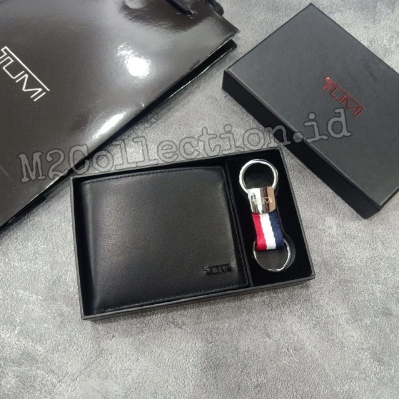 Dompet Tumi Set Key Chain Dompet Lipat Pria Kulit Asli Premium Quality