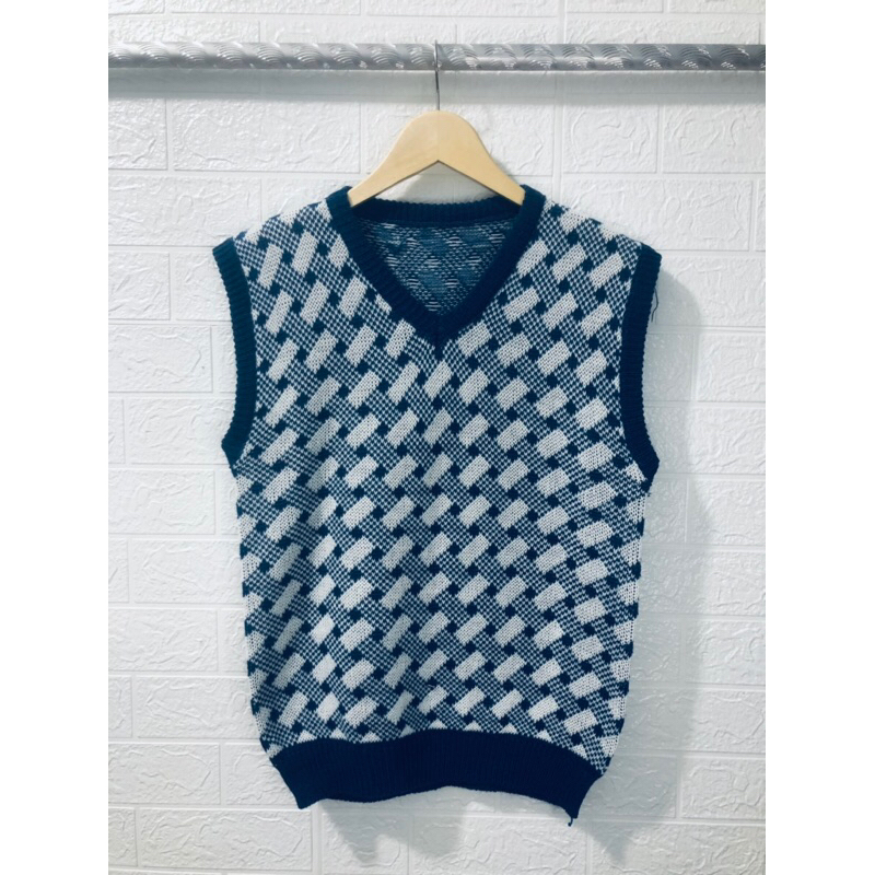 ROMPI KOTAK VEST KNIT /ROMPI RAJUT KOREA / BEST SELLER