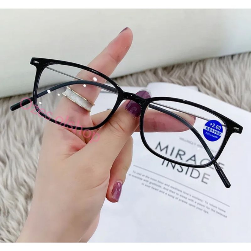 kacamata baca plus wanita kacamata baca plus pria bahan lensa plastik